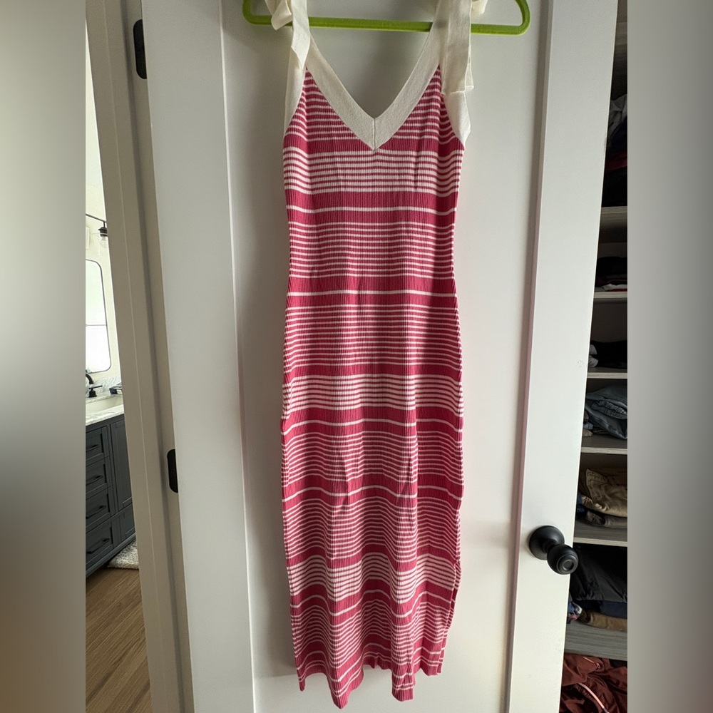 Striped Pink and White Sleeveless Dress